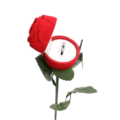 Simulated Rose Ring Box Earring Jewelry Storage Box Wedding Engagement Romantic Gift Decoration Props 3D Red Rose Flower Case