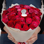 Simulated Rose Ring Box Earring Jewelry Storage Box Wedding Engagement Romantic Gift Decoration Props 3D Red Rose Flower Case